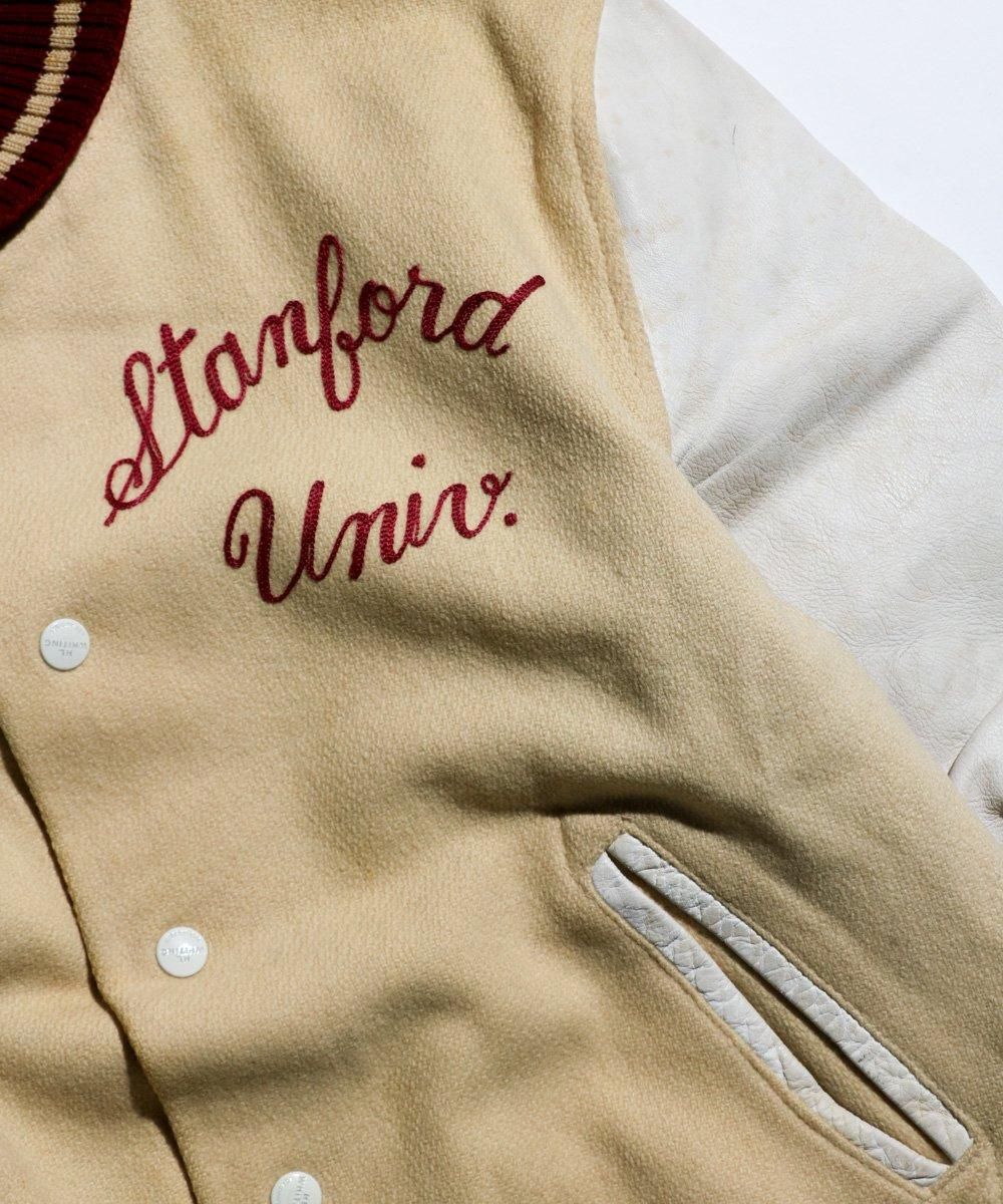 VINTAGE / H.L WHITING 1960'S~ LETAHER SLEEVE VARSITY JACKET