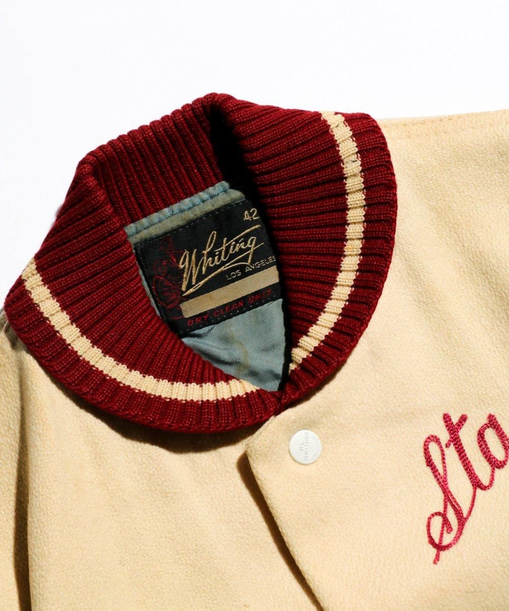 VINTAGE / H.L WHITING 1960'S~ LETAHER SLEEVE VARSITY JACKET