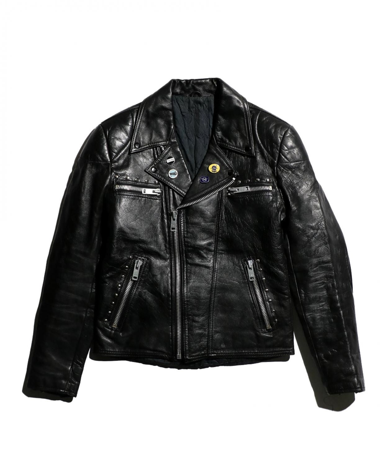 VINTAGE /  1970-1980's STUDDED DOUBLE RAIDERS JACKET WITH EURO MOTORCYCLE BADGES