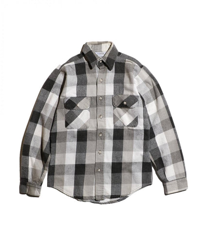 VINTAGE / 1980's- FIVE BROTHERS WOVEN CHECK FLANNEL SHIRTS MADE IN USA