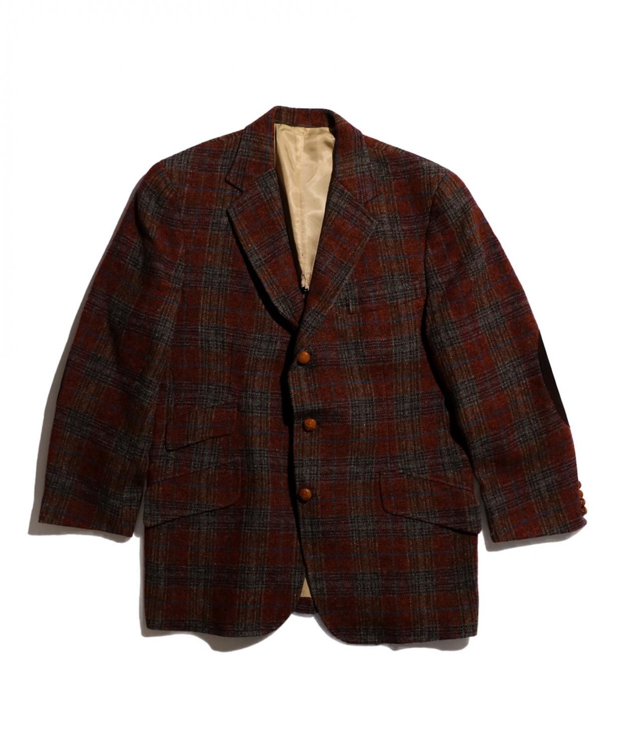 VINTAGE /  LATE 1970's- CHAPS by RALPH LAUREN OMBRE CHECK WOOL 3BUTTONS JACKET