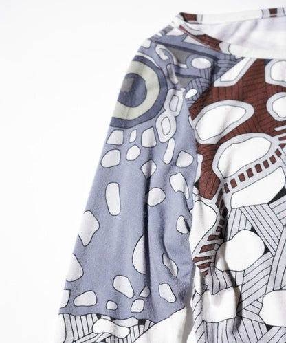 OLD / HERMES WOMEN'S BLUE/GRAY ALL-OVER PRINT TEE SHIRT-MARTIN MARGIELA ERA