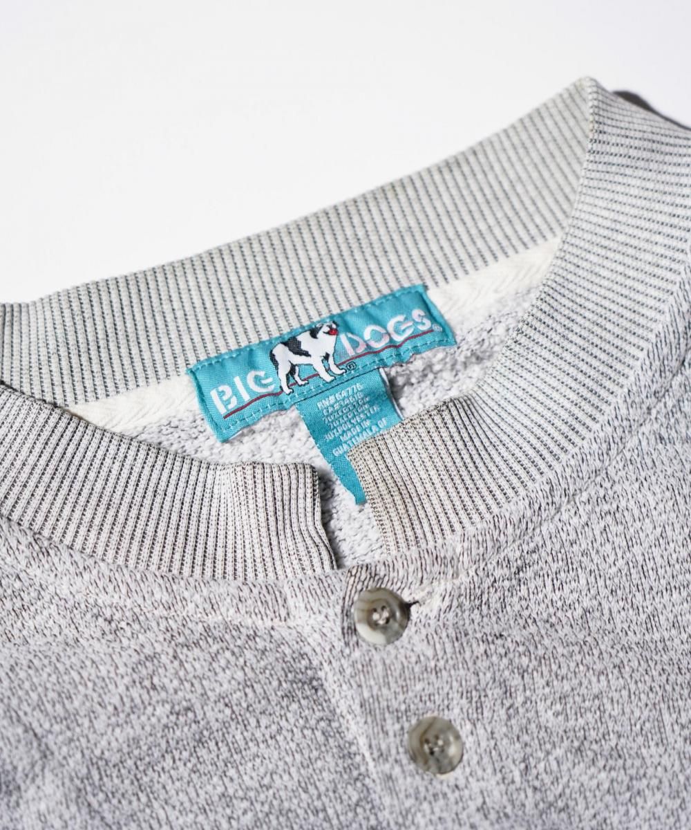 OLD / BIG DOG HEATHERED PILE KNIT HENLEY SWEATSHIRT