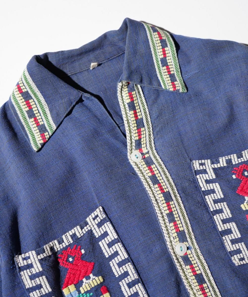 OLD / FOUR POCKETS QUETZAL EMBROIDERY GUATEMALA SHIRT