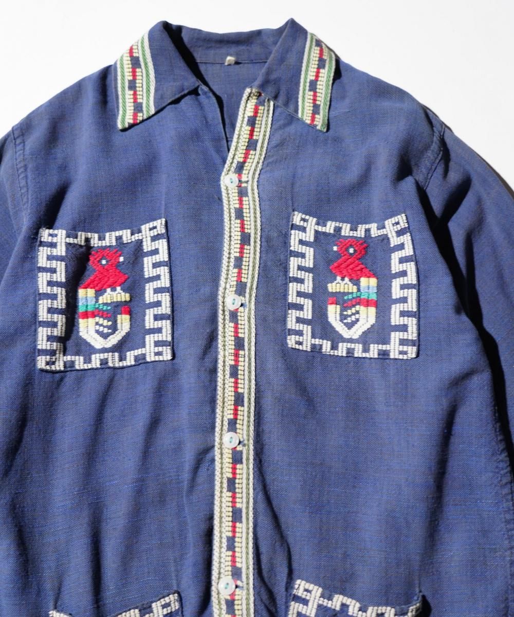 OLD / FOUR POCKETS QUETZAL EMBROIDERY GUATEMALA SHIRT