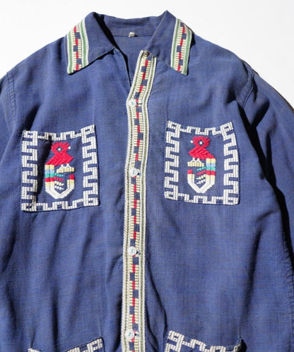 OLD / FOUR POCKETS QUETZAL EMBROIDERY GUATEMALA SHIRT