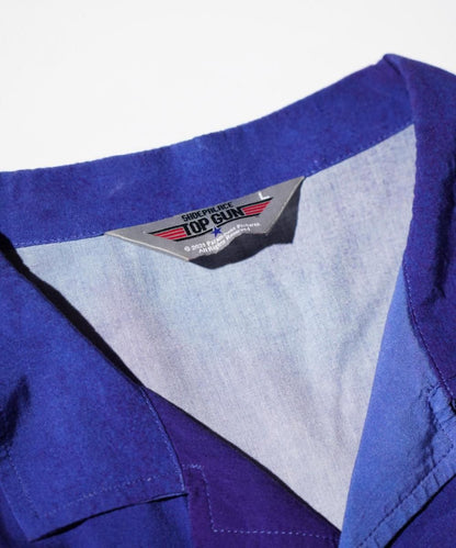 OLD / SHOE PALACE X TOP GUN FIGHTERTOWN RAYON ALLOVER PRINT OPEN COLLAR SHIRT