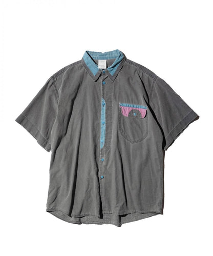 OLD / CONTRAST COLLAR DETAIL SHORT SLEEVE SHIRT