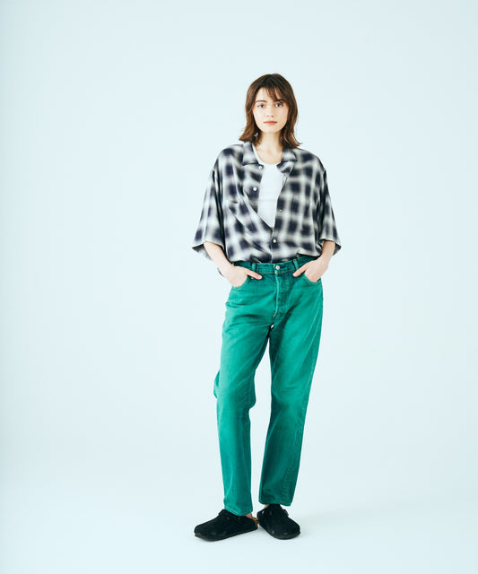 60S OMBRE PLAID RAYON SS SHIRTS MADE IN JAPAN